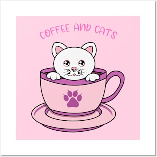 coffee and cats Posters and Art